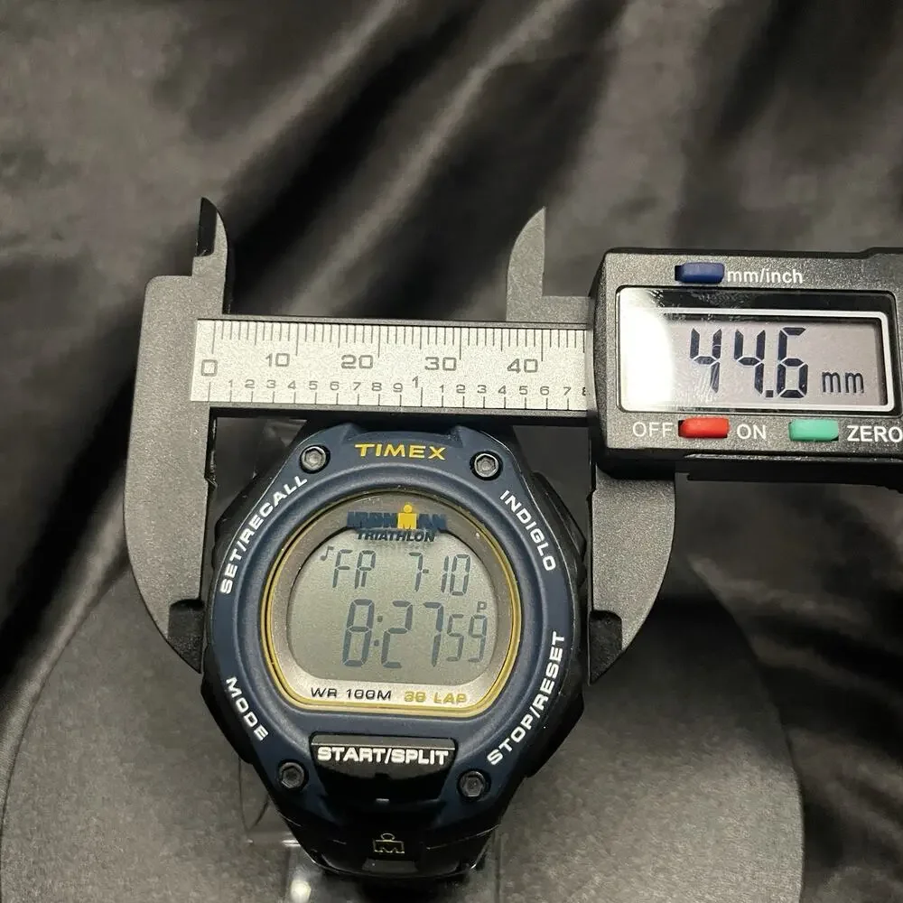 Timex Ironman Triathlon Digital Quartz Watch Indiglo T5K413 Black Blue case 44mm